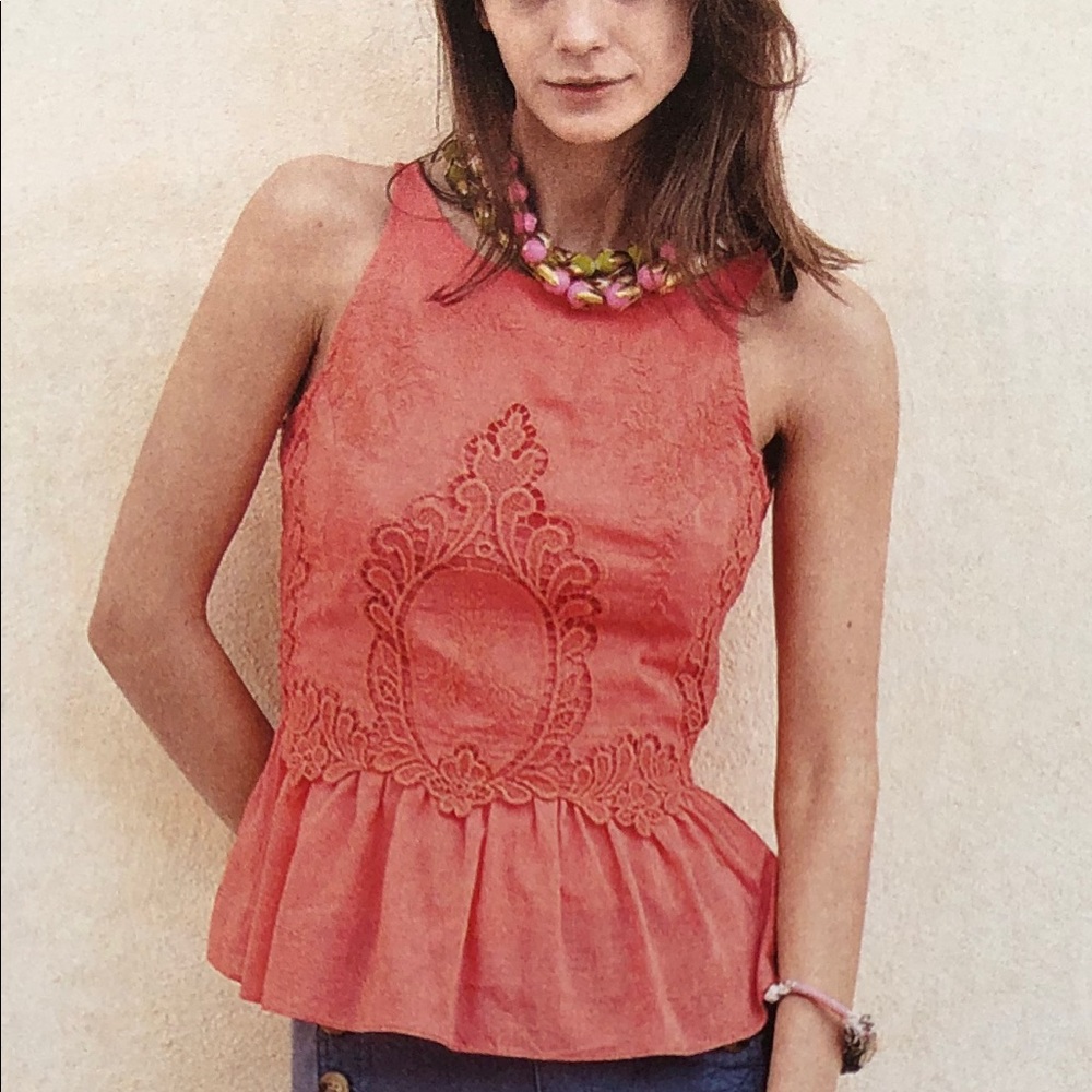 Anthropologie lace orange blouse 4